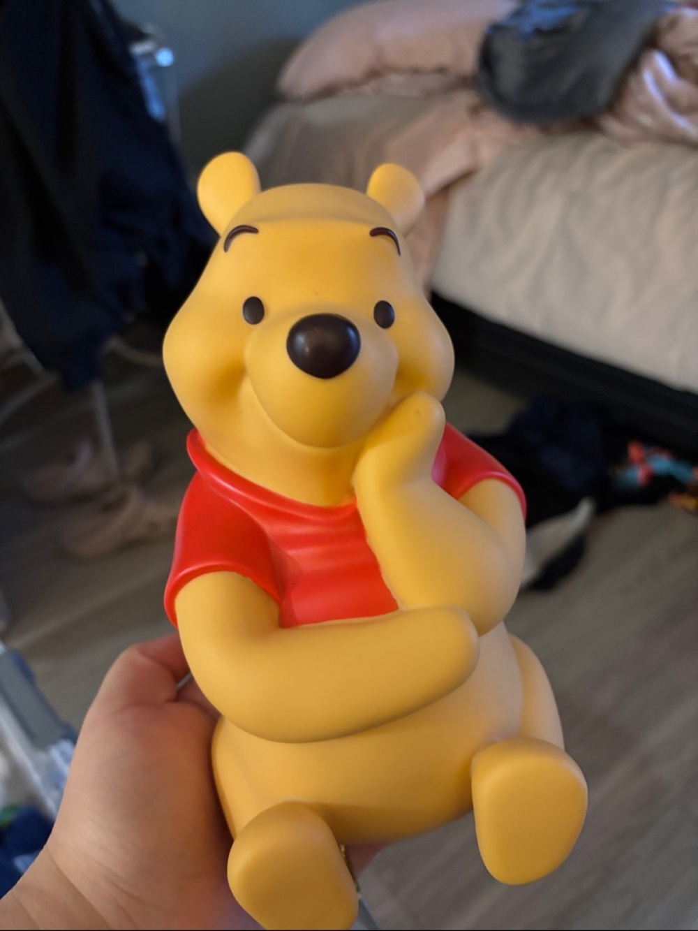 Classic Yellow Winnie-the-Pooh Plush with Red Shirt - Iconic Bear Toy